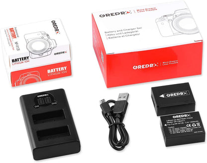 Grepro Akku-Ladegerät-Set für Kamera, 2er-Pack, wideraufladbarer NP-W126 Akku