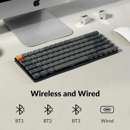 Keychron K3 Ultra-Slim Bluetooth Wireless Mechanische Tastatur, 75% ISO-DE-Layout Hot-Swap-fähig Low Profile Optischer Brauner Schalter RGB Gaming-Tastatur für Mac Windows