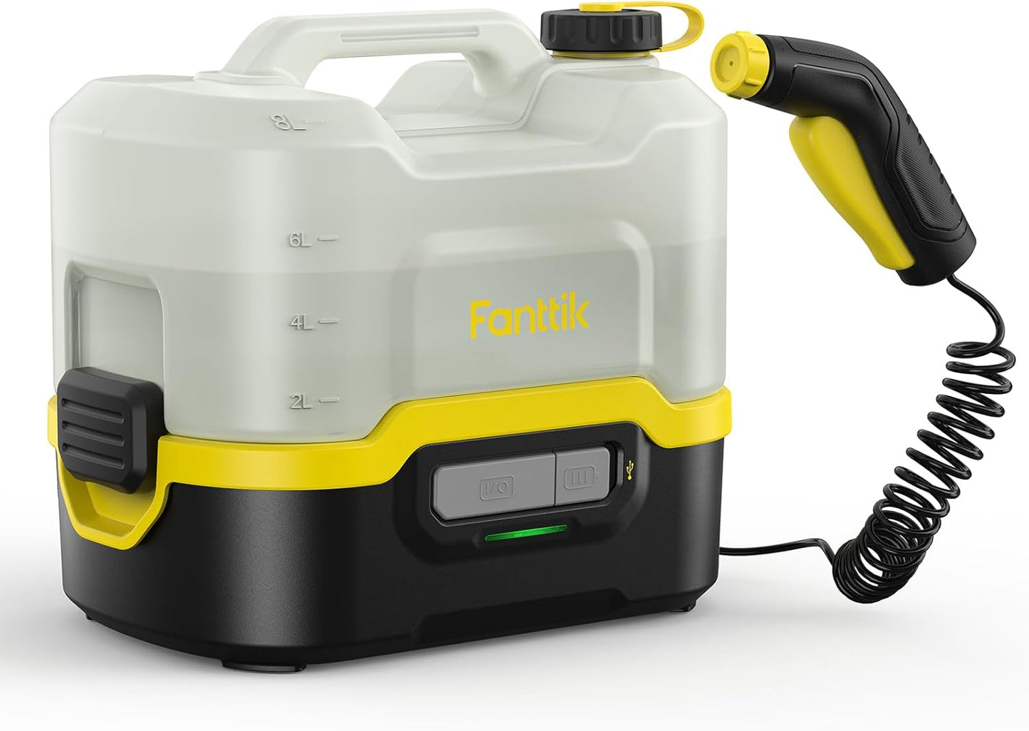 Fanttik NB8 Nano Tragbarer, kabelloser, elektrischer Hochdruckreiniger mit 8 LiterTank, einziehbarem Sprühkopf, 2600 mAh, Waschmaschine für Terrasse, Campingdusche und Haustierreinigung