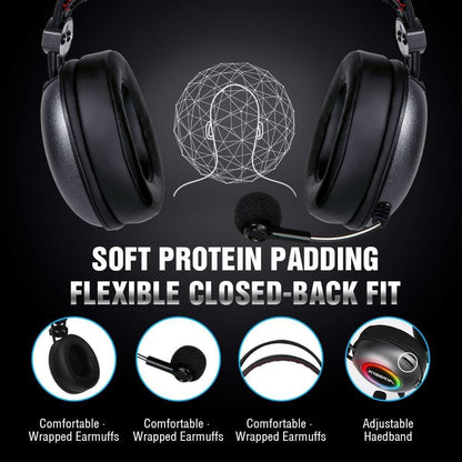 XIBERIA E3 Black Gaming Headset, Over-Ear-Stereo-Gaming-Kopfhörer mit unidirektionalem Mikrofon für PC, Computer, Laptop, PS4, Xbox One, Nintendo