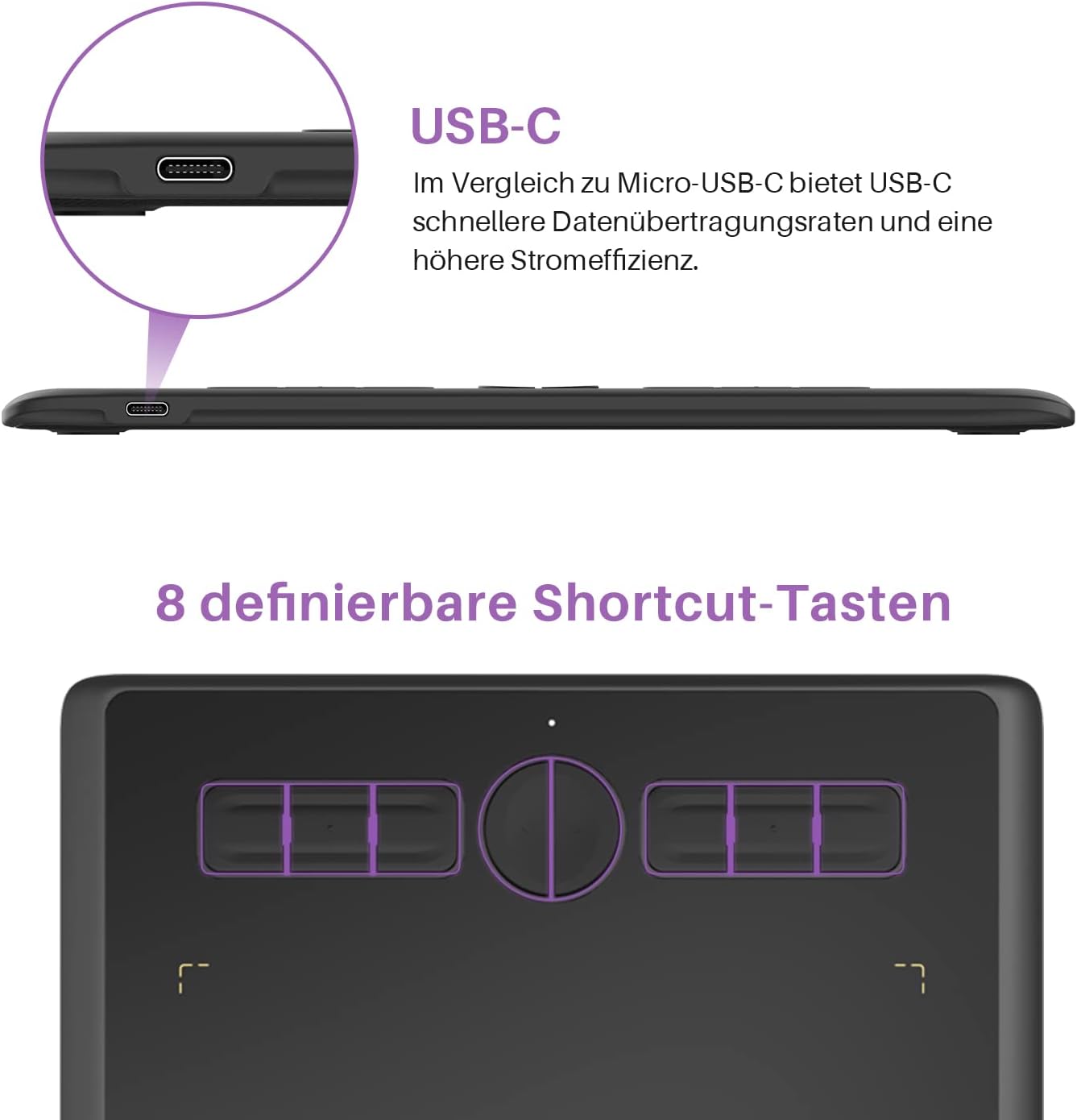 HUION Inspiroy H610X Tablette graphique 10 x 6,25 pouces, tablette Zeichen avec support sans batterie et 8 tablettes fonctionnelles réglables, tablette OSU, prend en charge Chromebook Android – pour le bureau à domicile et l'apprentissage en ligne