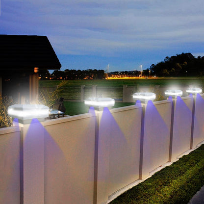 Panneaux solaires, GEYUEYA Heim-Solar-Pfosten-Lichter, Zaunlichter, for de Außenbereich, for 10,2 x 12,7 cm, Holzpfosten, Terrasse, Garden, Hof, Dekoration, wasserdicht, quadratisch, weißes Landschaftslicht