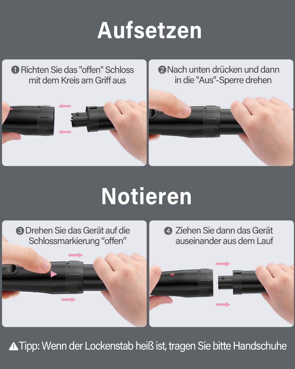 Lockenstab Große und Kleine Locken Set6 in 1 Mit Verschiedenen Aufsätzen Antistatische Keramik Turma