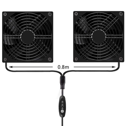 AMTSEE 120 mm USB-Lüfter, doppelter PC, belüftet, 3 einstellbare Geschwindigkeiten, Computer-Lüfter, 5 V-Kühler, 12 cm, leiser Gehäuselüfter, 2 in 1, kompatibel mit Computer/PS4/TV-Box/AV-Schrank/Route