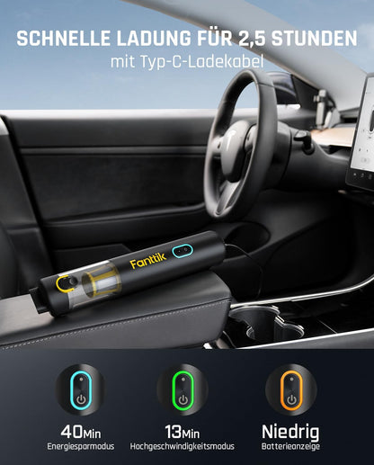 Fanttik Slim V8 Apex Akku-Autostaubsauger mit hoher Leistung, 19000 Pa/45 AW, RobustClean™-Handstaubsauger 4-in-1-Mini-Luftgebläsepumpe, Tragbarer Staubsauger für Auto, Bürotisch, Tastaturen