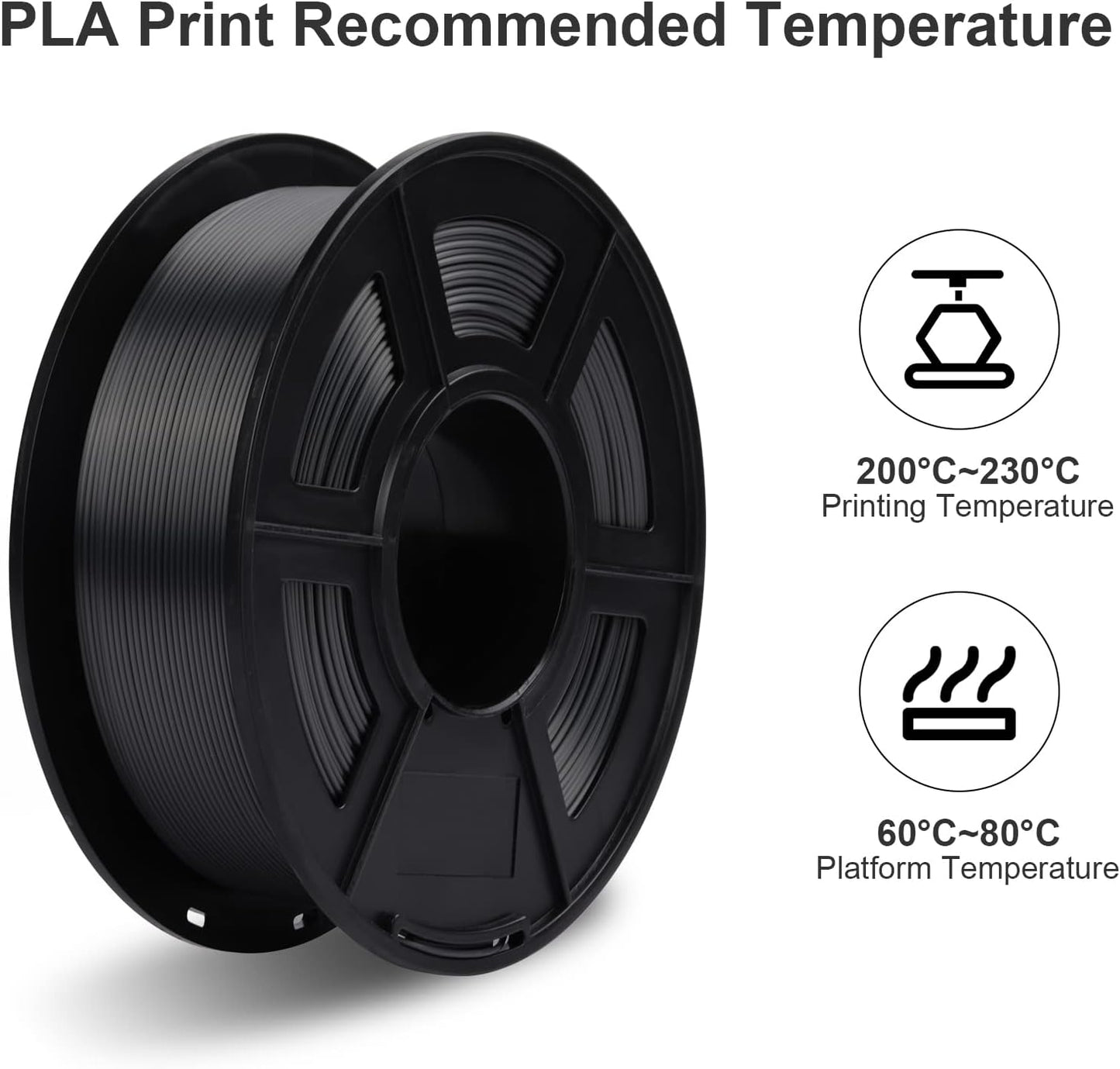 ENOTEPAD PLA 3D-Druckerfilament 1,75 mm, 1 kg Spulenfilamente (2,2 LBS) Maßgenauigkeit +/- 0,02 mm FDM 3D-Druckmaterial in Vakuumverpackung (Seidenschwarz)