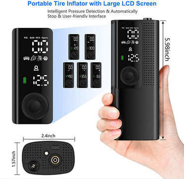 Bezior Elektro Fahrradpumpe Luftpumpe mit 2000mAh Akku, Verlängerungsrohr Luftpumpe Fahrrad, Kleine Fahrradluftpumpe Leichte Handpumpe MAX 120PSI für Roadbike Mountainbike