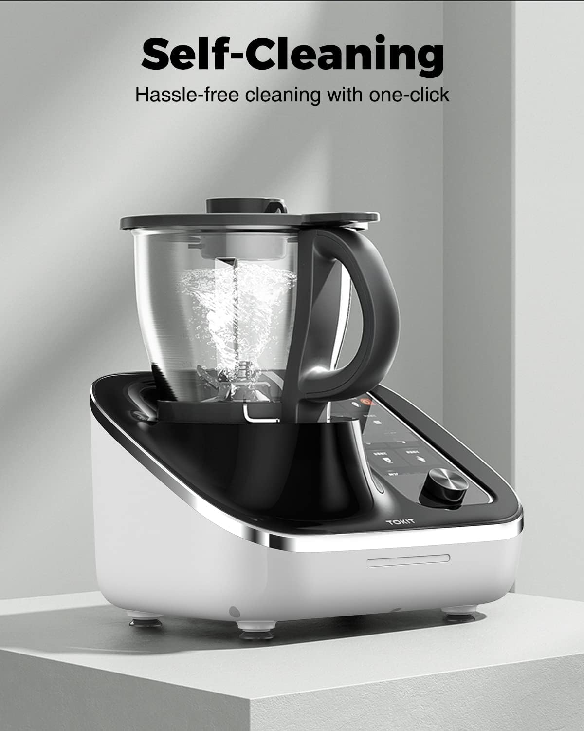 TOKIT Omni Cook Robot Robot de cuisine tout-en-1 avec 21 fonctions de cuisson, écran tactile intégré de 18 cm, Rezepten fonctionnel, Vorreinigung, Mahlen, Entsaften, Mixen, Wiegen, Sous Vide, Eiscrushen et plus encore