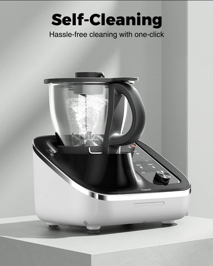 TOKIT Omni Cook Robot Robot de cuisine tout-en-1 avec 21 fonctions de cuisson, écran tactile intégré de 18 cm, Rezepten fonctionnel, Vorreinigung, Mahlen, Entsaften, Mixen, Wiegen, Sous Vide, Eiscrushen et plus encore