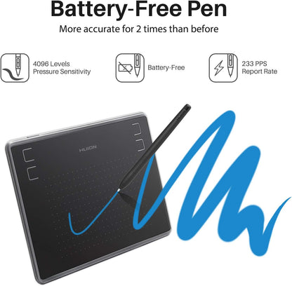 HUION Inspiroy H430P Zeichentablett avec 4,8 x 3 Zoll Beitsbereich Grafiktablett, Batterielosem Stift, Support Mac Windows Android et OSU, Idéal pour le travail de la maison et de l'environnement