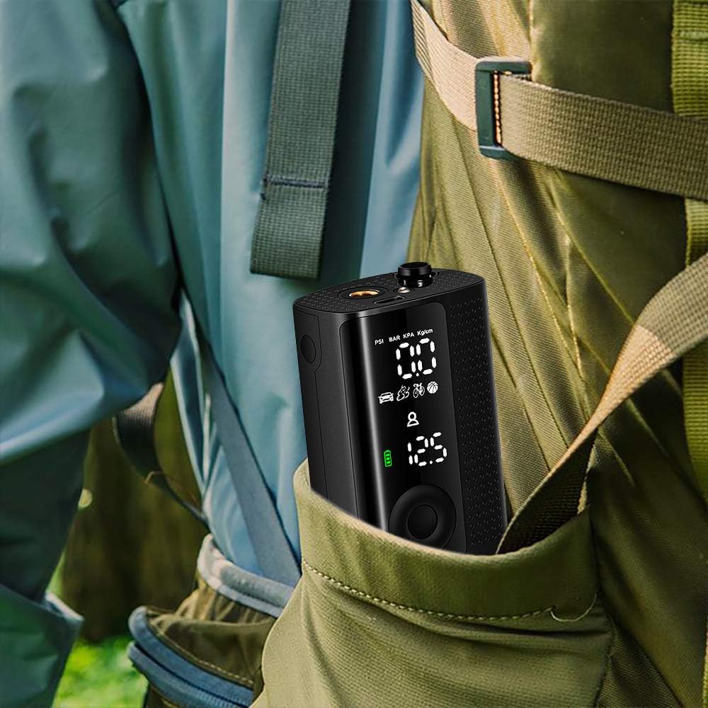 Bezior Elektro Fahrradpumpe Luftpumpe mit 2000mAh Akku, Verlängerungsrohr Luftpumpe Fahrrad, Kleine Fahrradluftpumpe Leichte Handpumpe MAX 120PSI für Roadbike Mountainbike