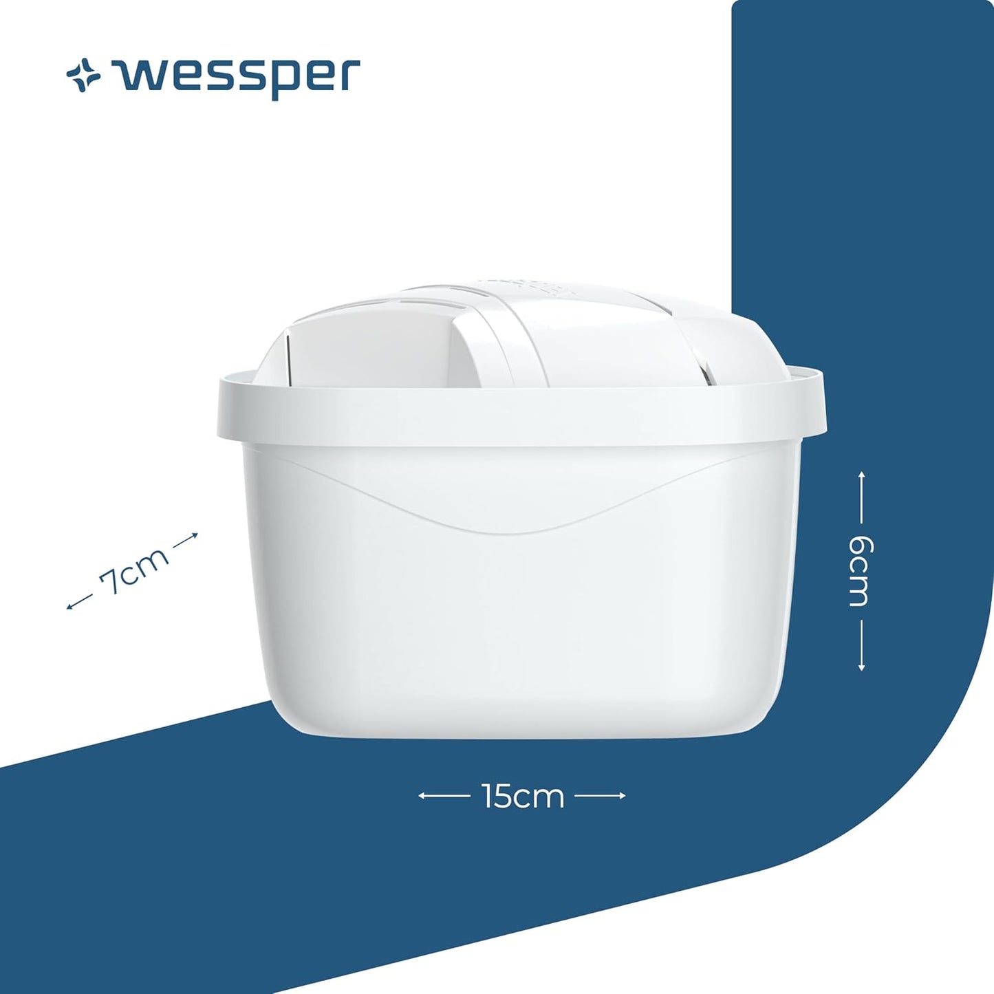 Wessper Wasserfilter Kartusche Kompatibel mit Brita Maxtra Wasser Kanne, Filter mit Aktivkohle und Lonenaustauscherharz, Wasserfilterkatuschen - 6 Pack