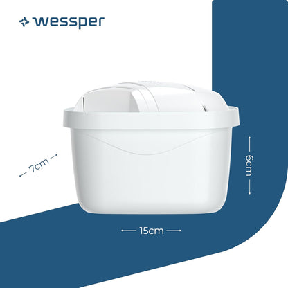 Wessper Wasserfilter Kartusche Kompatibel mit Brita Maxtra Wasser Kanne, Filter mit Aktivkohle und Lonenaustauscherharz, Wasserfilterkatuschen - 6 Pack