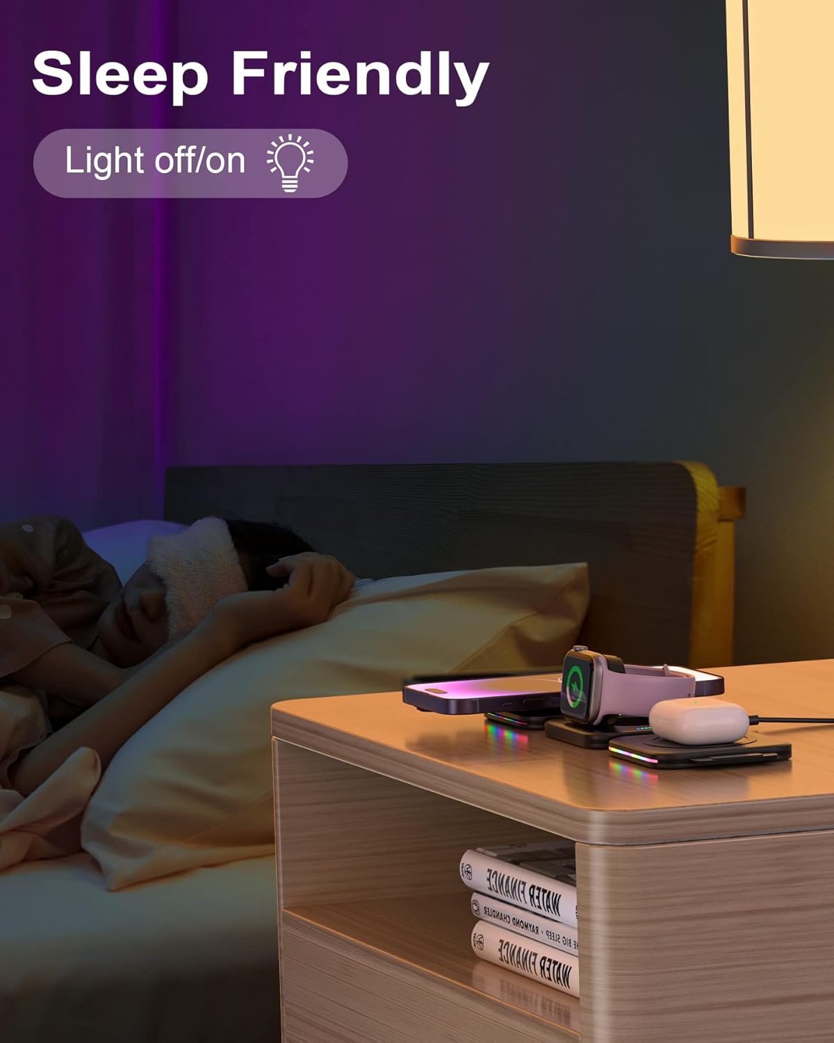 3 in 1 Magnetische Kabellose Ladestation, Mag-Safe ladegerät [Faltbar & Tragbar & Buntes Licht] Wireless Charging Ladepad für iPhone 14/13/12/11/XR/8 Serie,Samsung S22/21/20, iWatch, AirPods