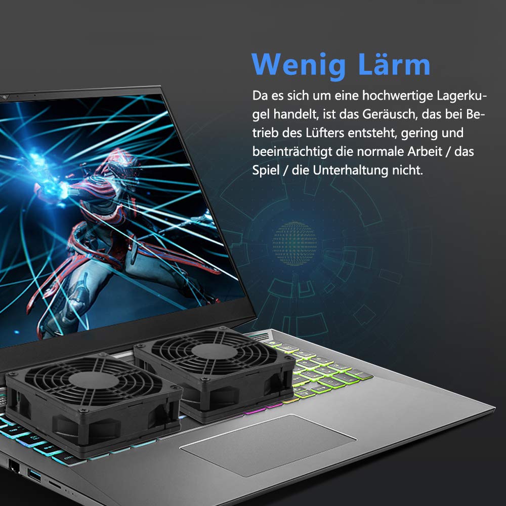 AMTSEE 120 mm USB-Lüfter, doppelter PC, belüftet, 3 einstellbare Geschwindigkeiten, Computer-Lüfter, 5 V-Kühler, 12 cm, leiser Gehäuselüfter, 2 in 1, kompatibel mit Computer/PS4/TV-Box/AV-Schrank/Route