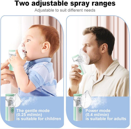 Omron Inhalationsgerät Maschine für Erwachsene, Wiederaufladbare Tragbare Inhaliergeräte für Erwachsene und Kinder, Leise Inhalator für Kinder (Grün und Weiß)