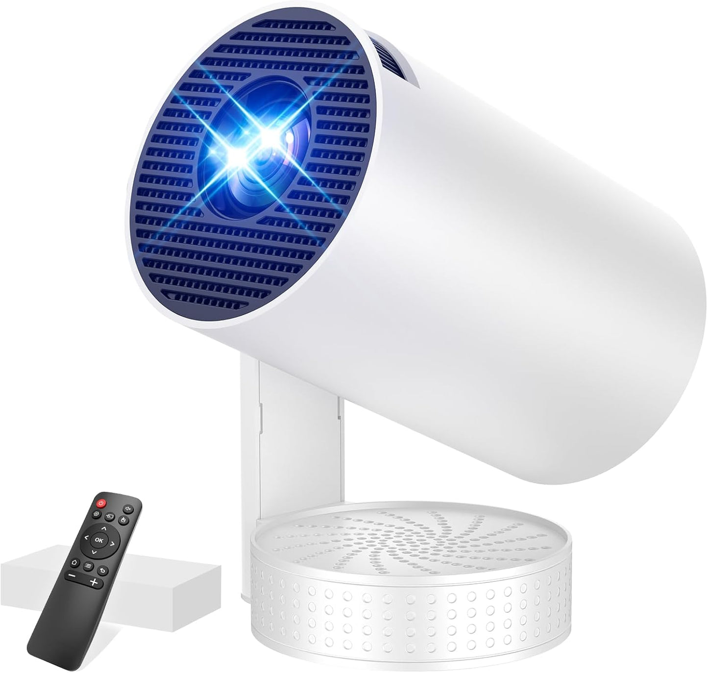 Mini Beamer Unterstützt FHD 4K 1080P, Projektor Tragbarer mit WiFi 6 und Bluetooth 5.4 Beamer Klein Kurzer Fokus 270° Drehen Auto Keystone Android 13.0 Kompatibel mit HDMI/TV Stick/Laptop/Memory Stick