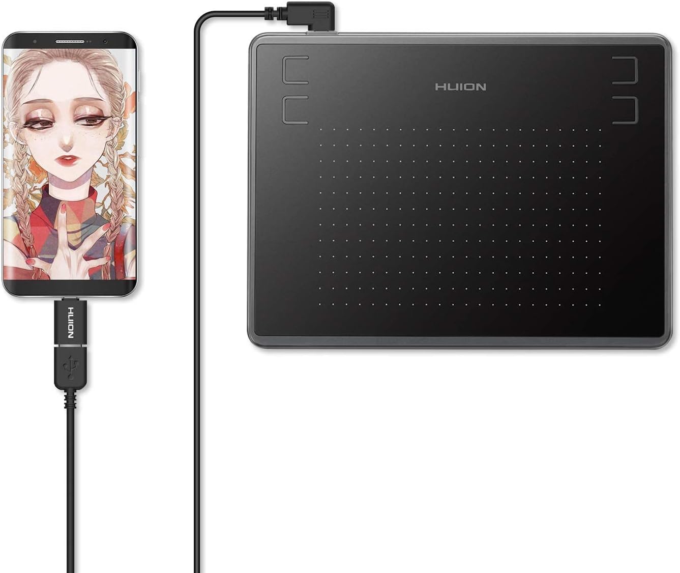 HUION Inspiroy H430P Zeichentablett avec 4,8 x 3 Zoll Beitsbereich Grafiktablett, Batterielosem Stift, Support Mac Windows Android et OSU, Idéal pour le travail de la maison et de l'environnement