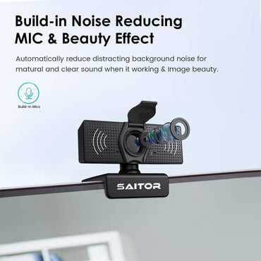 Webcam SAITOR 1080P avec microphone et protection des yeux, caméra Web Full HD pour ordinateur, PC, ordinateur portable, ordinateur de bureau, USB Plug and Play, étude de conférence, connexion vidéo, Skype