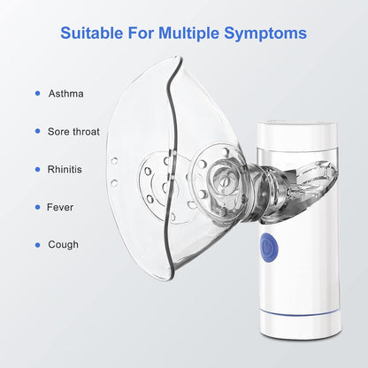 Milcea Tragbares Vernebler Set , Inhalator Vernebler für Kinder und Erwachsene Atemwegserkrankungen , 2 Masken , Automatische Reinigung  (Weiß)