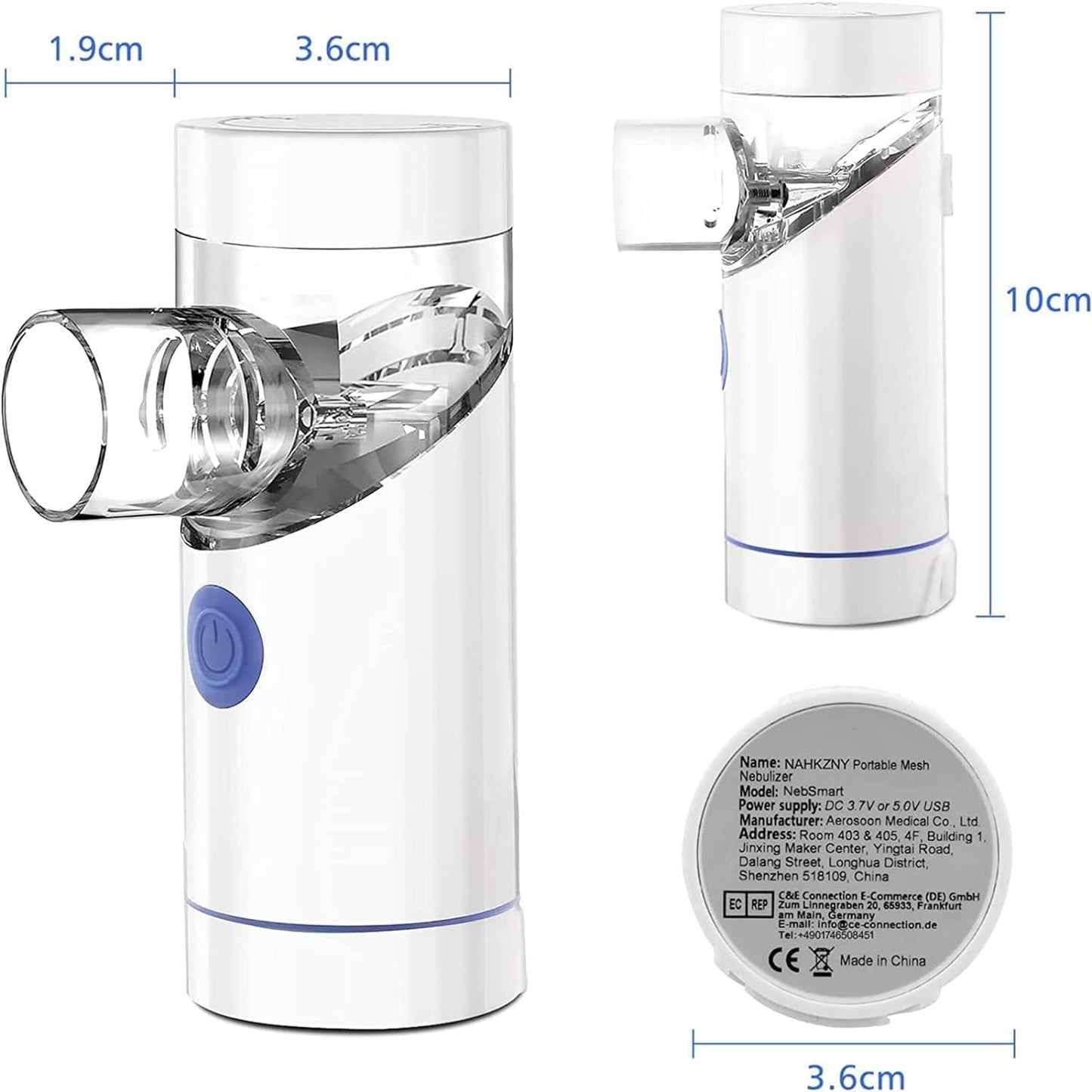 Milcea Tragbares Vernebler Set , Inhalator Vernebler für Kinder und Erwachsene Atemwegserkrankungen , 2 Masken , Automatische Reinigung  (Weiß)