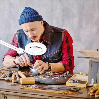 Soltiik Lupenlampe – Lupe mit 5 Dioptrien Licht – mit Klemme, Schwenkarm, dimmbar, 3 Farbmodi, 105 mm Glaslinse – Licht zum Lesen