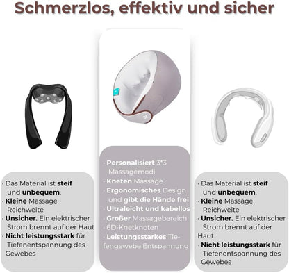 7C Nackenmassagegerät Shiatsu mit Wärme: Elektrisches Kabelloses Nackenmassagekissen, Shiatsu Kneten Massagegerät, Ideale Gaben für Frauen Männer(weiß)