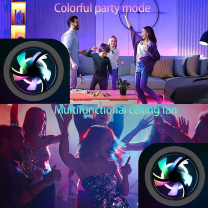 Leiser Deckenventilator mit Beleuchtung und Fernbedienung, E27-Sockelventilator, Moderne LED-Deckenleuchte, 180°-Drehung mit RGB-Modus, Licht, 3 Geschwindigkeiten, Ventilator für Wohnzimmer, Schlafzimmer [Energieklasse D]