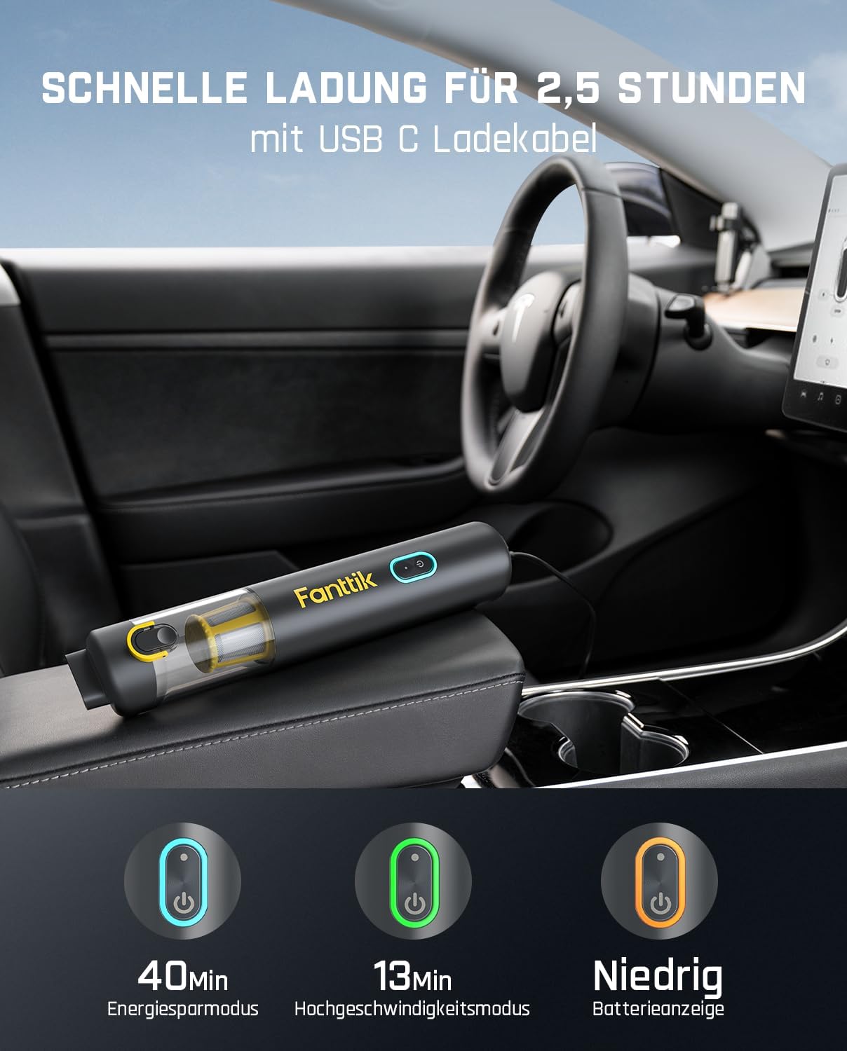 Fanttik Slim V8 Apex Akku-Autostaubsauger mit hoher Leistung, 19000 Pa/45 AW, RobustClean™-Handstaubsauger 4-in-1-Mini-Luftgebläsepumpe, Tragbarer Staubsauger für Auto, Bürotisch, Tastaturen Grau