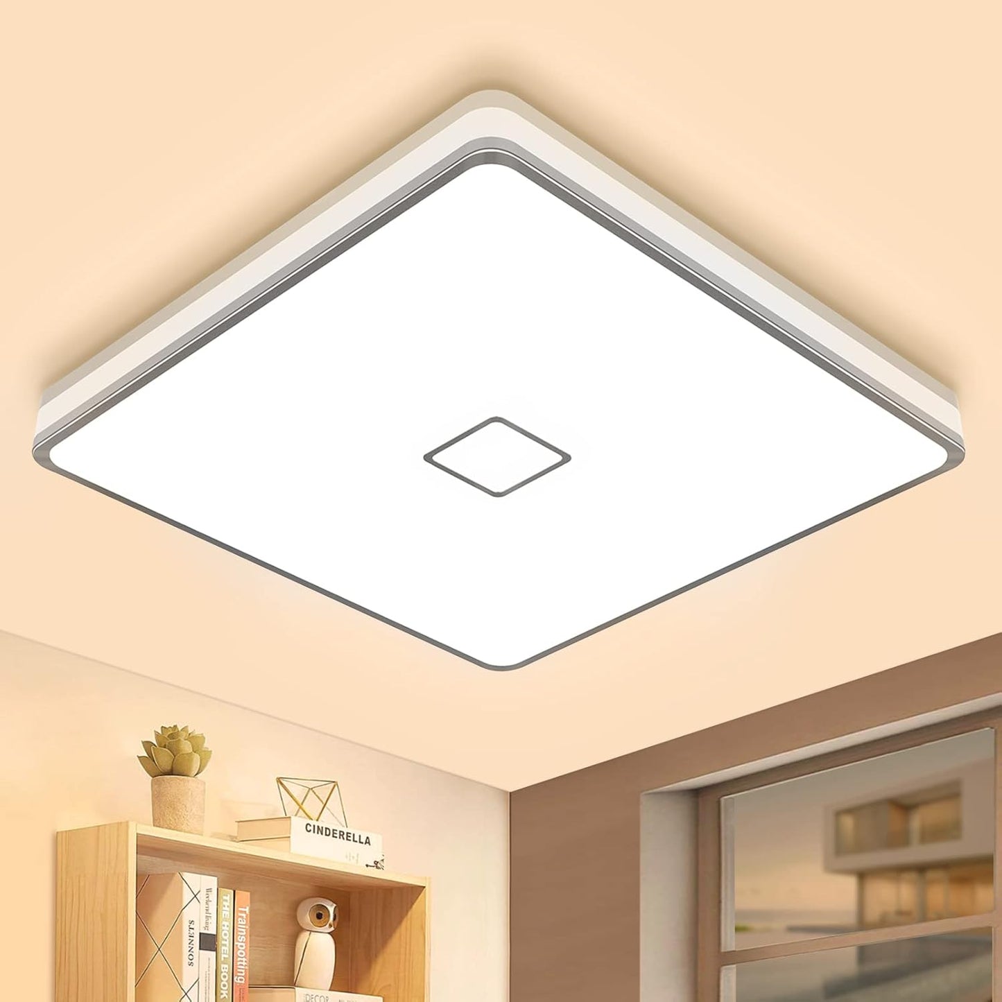 Deckenlampe Badezimmer LED Deckenleuchte 24W 2050LM 3000K Warmweiß Airand Bad Lampe Decke Wasserdicht IP44 Badlampe Modern Leuchte für Wohnzimmer Küche Balkon Flur Korridor Schlafzimmer Esszimmer Büro [Energieklasse E]