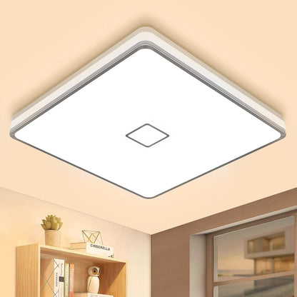 Deckenlampe Badezimmer LED Deckenleuchte 24W 2050LM 3000K Warmweiß Airand Bad Lampe Decke Wasserdicht IP44 Badlampe Modern Leuchte für Wohnzimmer Küche Balkon Flur Korridor Schlafzimmer Esszimmer Büro [Energieklasse E]