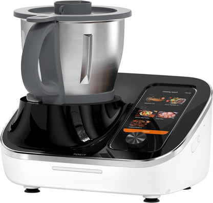 TOKIT Omni Cook Robot Robot de cuisine tout-en-1 avec 21 fonctions de cuisson, écran tactile intégré de 18 cm, Rezepten fonctionnel, Vorreinigung, Mahlen, Entsaften, Mixen, Wiegen, Sous Vide, Eiscrushen et plus encore