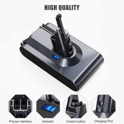 Evary 21,6 V Dyson V8 Akku für Dy_Son V8 Akku Ersatz 5000 mAh, kompatibel mit Dy_Son V8 Animal V8 Absolute V8 Fluffy V8 Motorhead schnurlosen Stabstaubsauger
