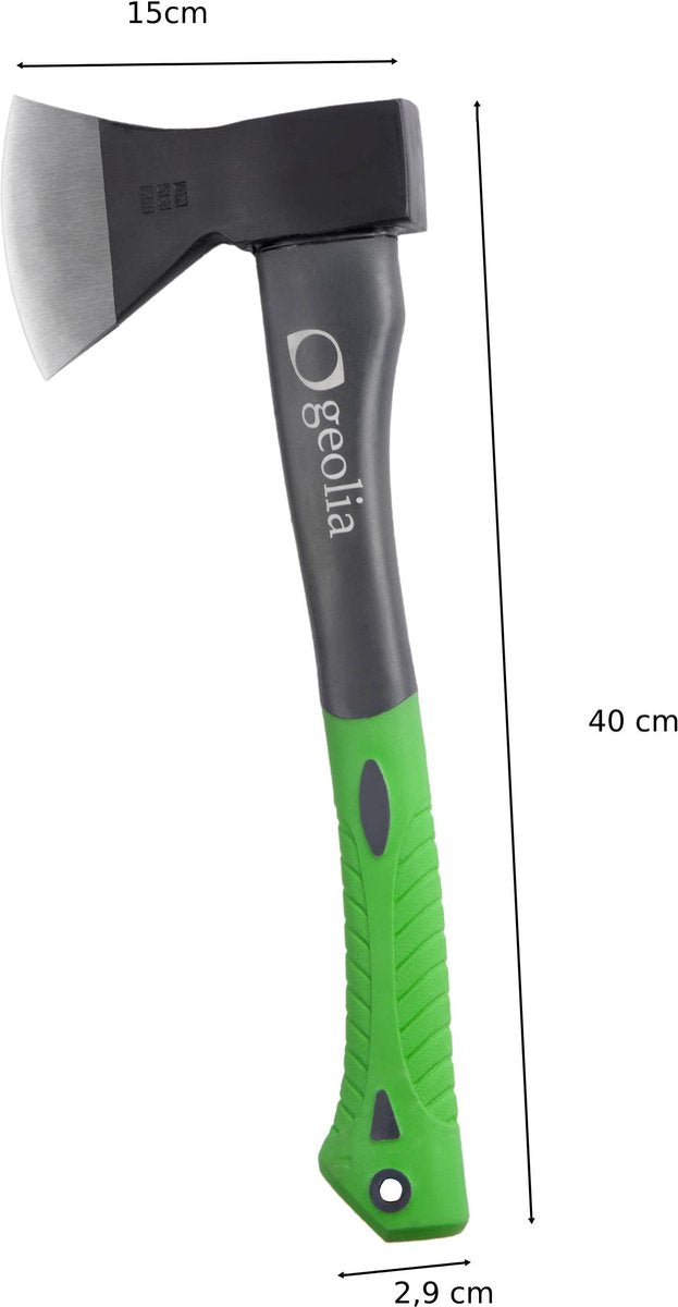 GEOLIA - Axt - Axt - Stahl - Fiberglasstiel - 0,8 kg mit einem Stahlkopf von 0,6 kg - Äxte - Handbeil - kleine Axt - Spaltaxt - Spaltaxt