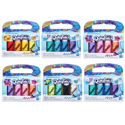 Hasbro Play-Doh DohVinci 6x4 Pack Knete Zeichenmasse Nachfüllset Kinderknete Kartuschen Basteln Schablonen Kreativ Mischfarben Pastel Tuben (24 Stück)