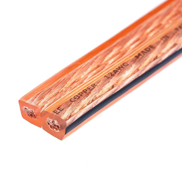 JAVEX Lautsprecherkabel 12-Gauge [2 x 3,38 mm²] [sauerstofffreies Kupfer 99,9%] Litzenkupfer, Flachkabel, Kabel für HiFi-Anlagen, Verstärker 50 Fuß [15,25 m]