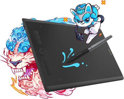 HUION Inspiroy H610X Tablette graphique 10 x 6,25 pouces, tablette Zeichen avec support sans batterie et 8 tablettes fonctionnelles réglables, tablette OSU, prend en charge Chromebook Android – pour le bureau à domicile et l'apprentissage en ligne
