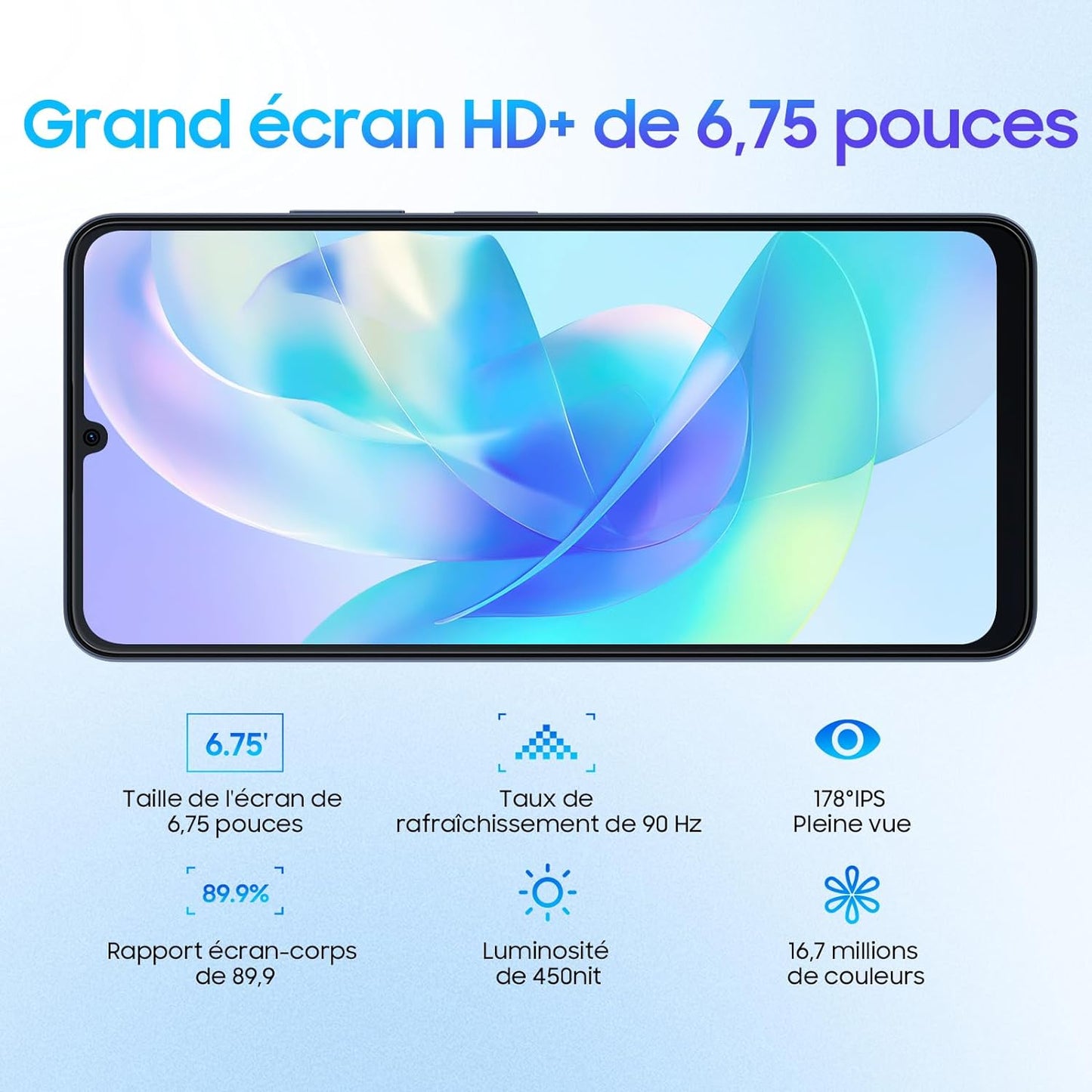 Smartphone Blackview Color 8 16 Go RAM + 128 Go Jack-Bleu