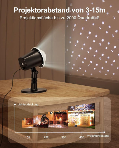Projecteur de Noël KOICAXY, projecteur LED étanche pour l'intérieur et l'extérieur, projecteur de chutes de neige pour Halloween, Noël, Urlaub, fête
