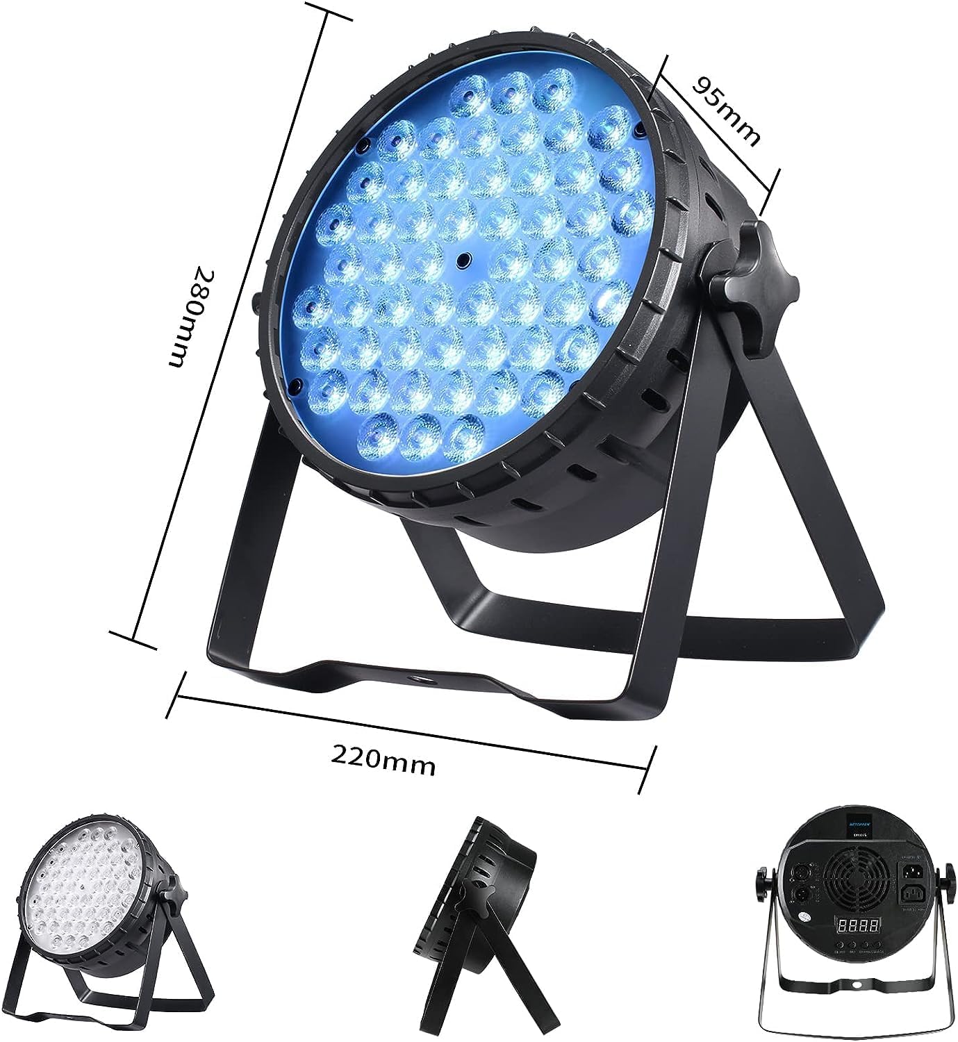 BETOPPER LED Par Strahler 54x3W LED Bühnenlicht mit Auto/Musikgesteuert/DMX512, Partylicht RGB 3-in-1 7 Farbe Bühnenbeleuchtung, LED Par Licht für Hochzeit Club Bar Konzertbars Show Party [Energieklasse F]