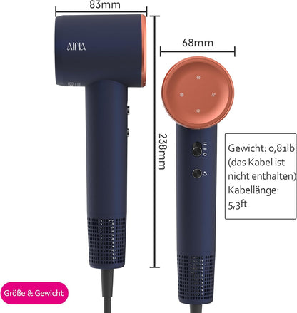 AINA Haartrockner mit Diffusor, Föhn für Frauen Blau
