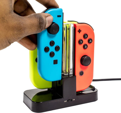 Orzly Ladestation für Switch Controller Pro Controller und JoyCons, Dockingstation [mit einzelnen LEDs und USB Type-C Kabel]