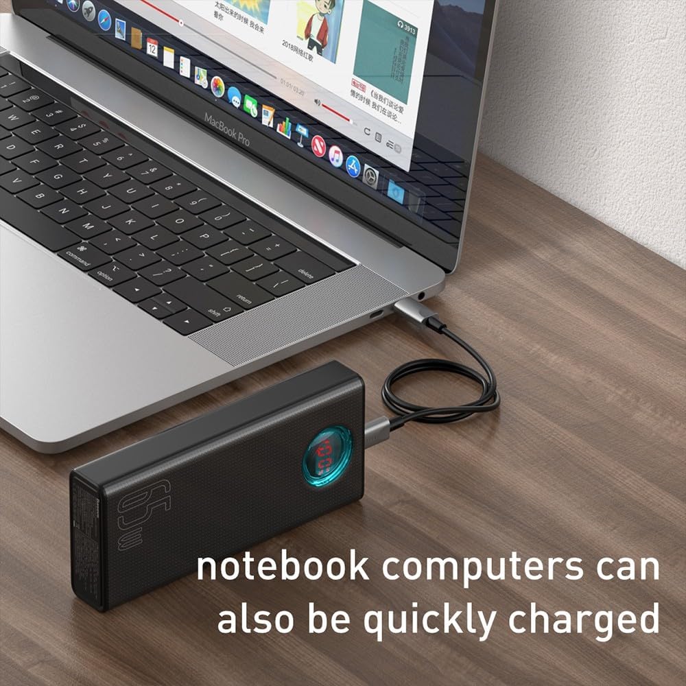 Baseus Amblight Powerbank 30000mAh, 4xUSB, USB-C, 65W (Schwarz)