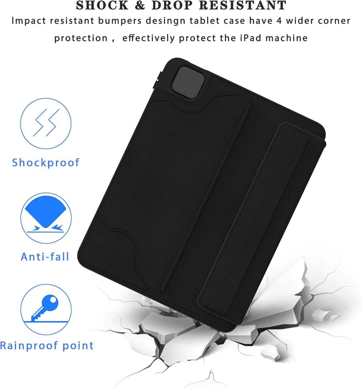 Tastatur Hülle für iPad Pro 11 Zoll (M4) 2024 - Abnehmbare Magnetisch 7 Farbige Beleuchtung Touchpad Tablet Cover mit Stifthalter - Beleuchtete Deutsches QWERTZ Layout Tastatur für iPad 11" M4 Schwarz
