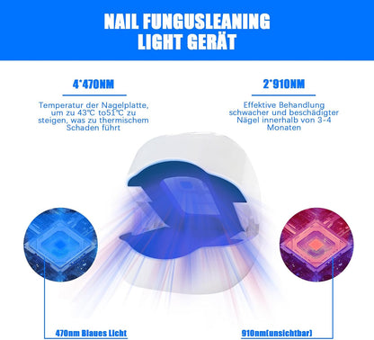 Nagelpilz Laser gerät Laser Nagelpilz Schnell Wirkende Hocheffizientes Nagelpilz Kaltlasertherapie, Behandlung von mehreren Zehen und bequemen Füßen 4 Blau 2 Infrarot Therapie Nagelpilz Laser (a)