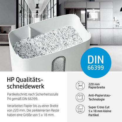 HP OneShred 8CC Aktenvernichter P-4 Security Kreuzschnitt 8 Blatt 2801 Partikelenschnitt