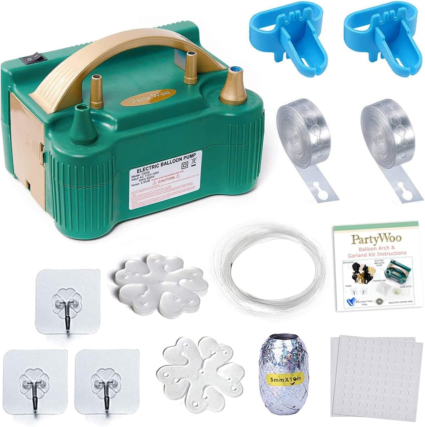 PartyWoo 110V 600W Pompe à Ballon Électrique, Blaser à Ballon Tragbarer, Pompe à Air Double pour Ballons