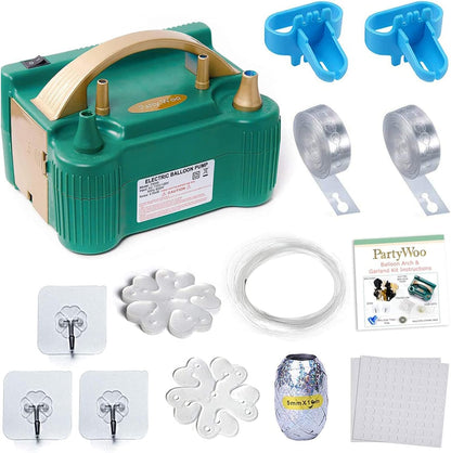PartyWoo 110V 600W Pompe à Ballon Électrique, Blaser à Ballon Tragbarer, Pompe à Air Double pour Ballons