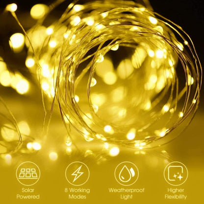 LICHPRO 2er-Pack Solar-Lichterkette, 8 Modi, Außen- und Innenbereich, 150 x 2 warmweiße LEDs, 15 x 2 m, IP65 wasserdicht, für Weihnachten, Dekorationen, Festivals, Garten, Balkone, Partys, Hochzeiten, Camping, [Energieklasse A]
