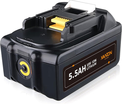 VANON BL1860B 18 V 5,5 Ah Lithium-Akku, kompatibel mit Makita 18 V Akku BL1850B BL1850 BL1830B BL1830 BL1840B BL1840 BL1860 194205-3 LXT-400 Akku-Elektrowerkzeuge